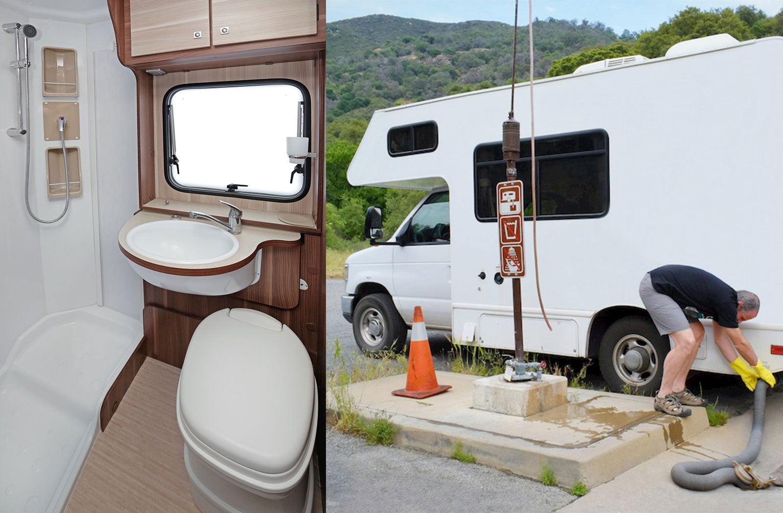 Portable RV/camper toilet and holding tank setup in Pemberton, New Jersey