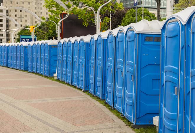 Seasonal porta potty units set up at a Pemberton, New Jersey venue