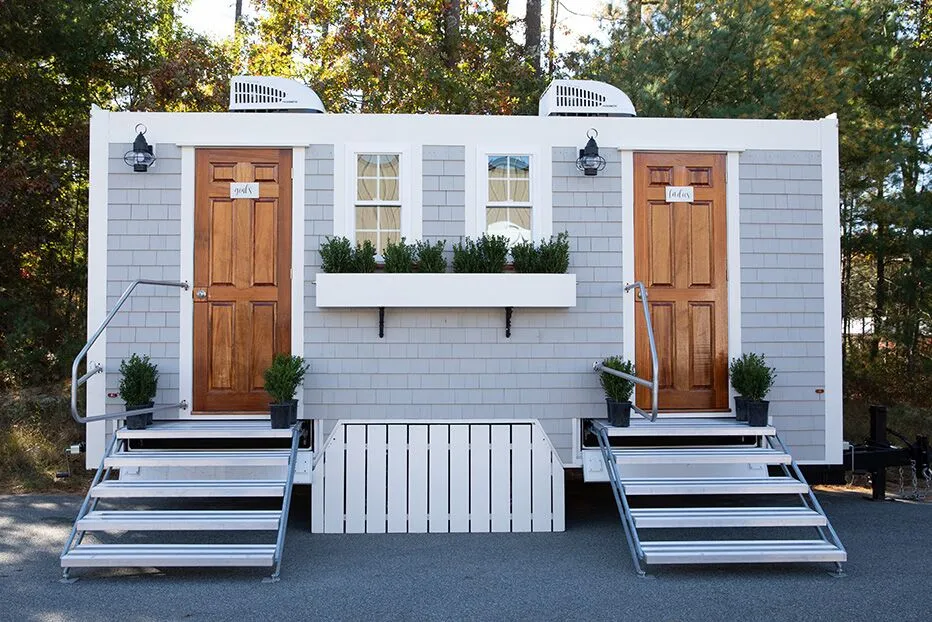 Wedding restroom units discretely staged at a venue in Pemberton, New Jersey